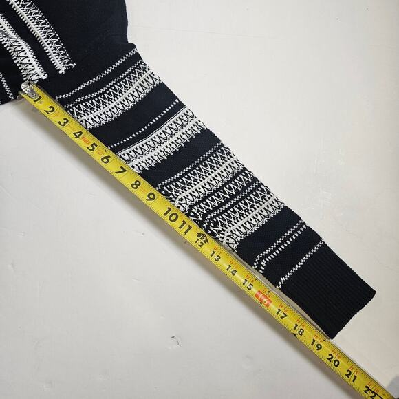 Vince Textured-Stitch Long-Sleeve Sweater Tunic Black/Off White XS - Picture 6 of 7